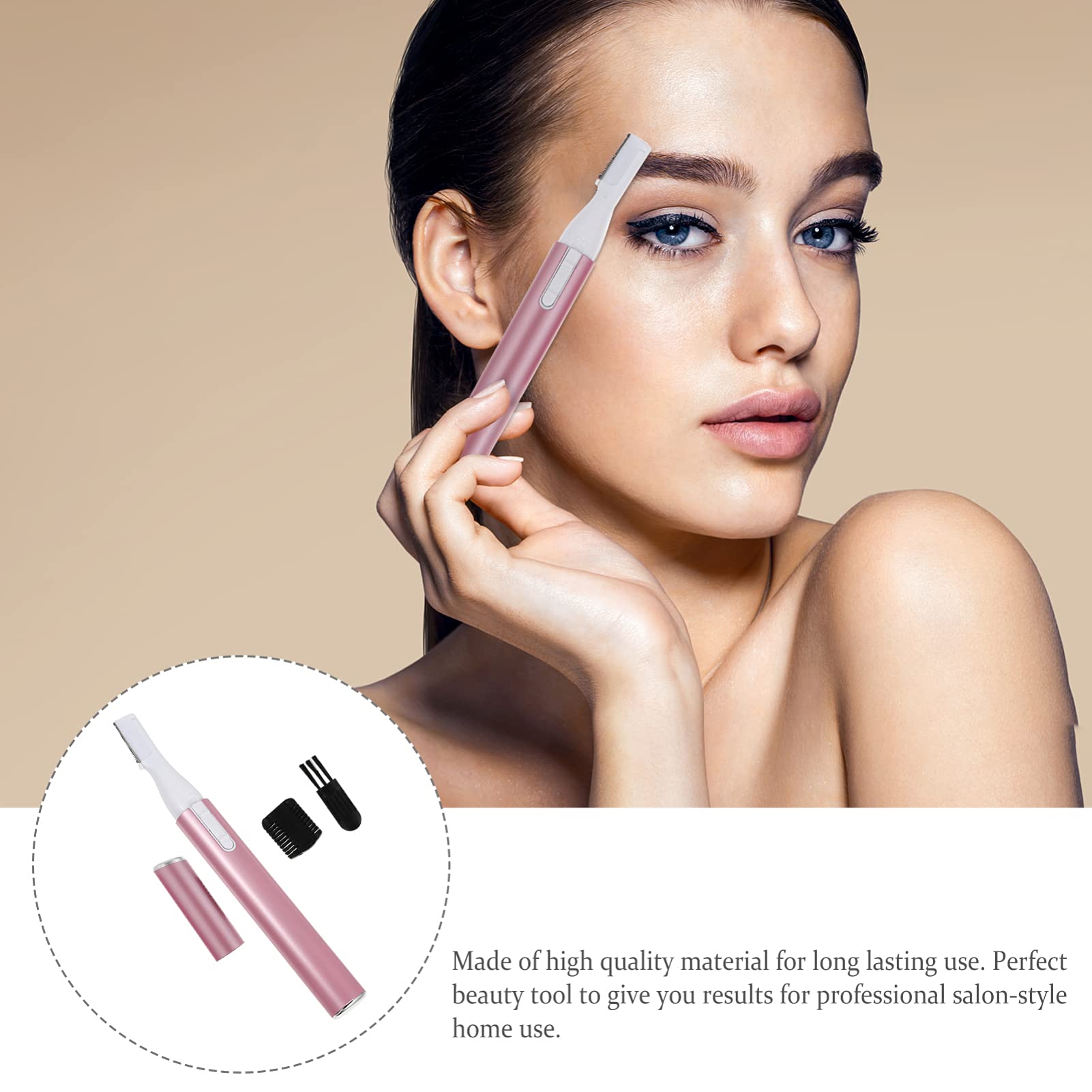 FOMIYES Electric Eyebrow Trimmer & Body Hair Shaver - Rechargeable Mini Grooming Tool for Eyebrows, Face & Body Hair Removal - Portable Pink Aluminum Trimmer for Travel, Home & Salon Use