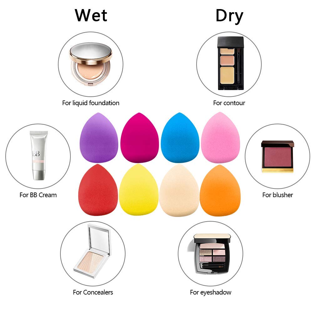 AVTY 8PCS Makeup Sponge Beauty Blender Set - Latex Free & Vegan Foundation Blending Sponge for Powder, Cream & Liquid - Professional Makeup Tools for Flawless Face & Contouring | Perfect for Daily Makeup, Travel & Pro Artist Kit