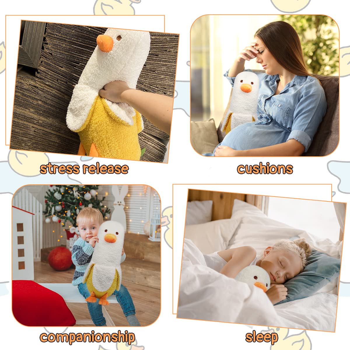 50CM Banana Duck Plush Pillow - Soft Hugging Stuffed Animal Toy, Cute Duck & Banana Design, Perfect Gift for Kids Birthday & Home Decor (Banana Duck) | Great for Cuddling, Nursery Decor, and Playtime