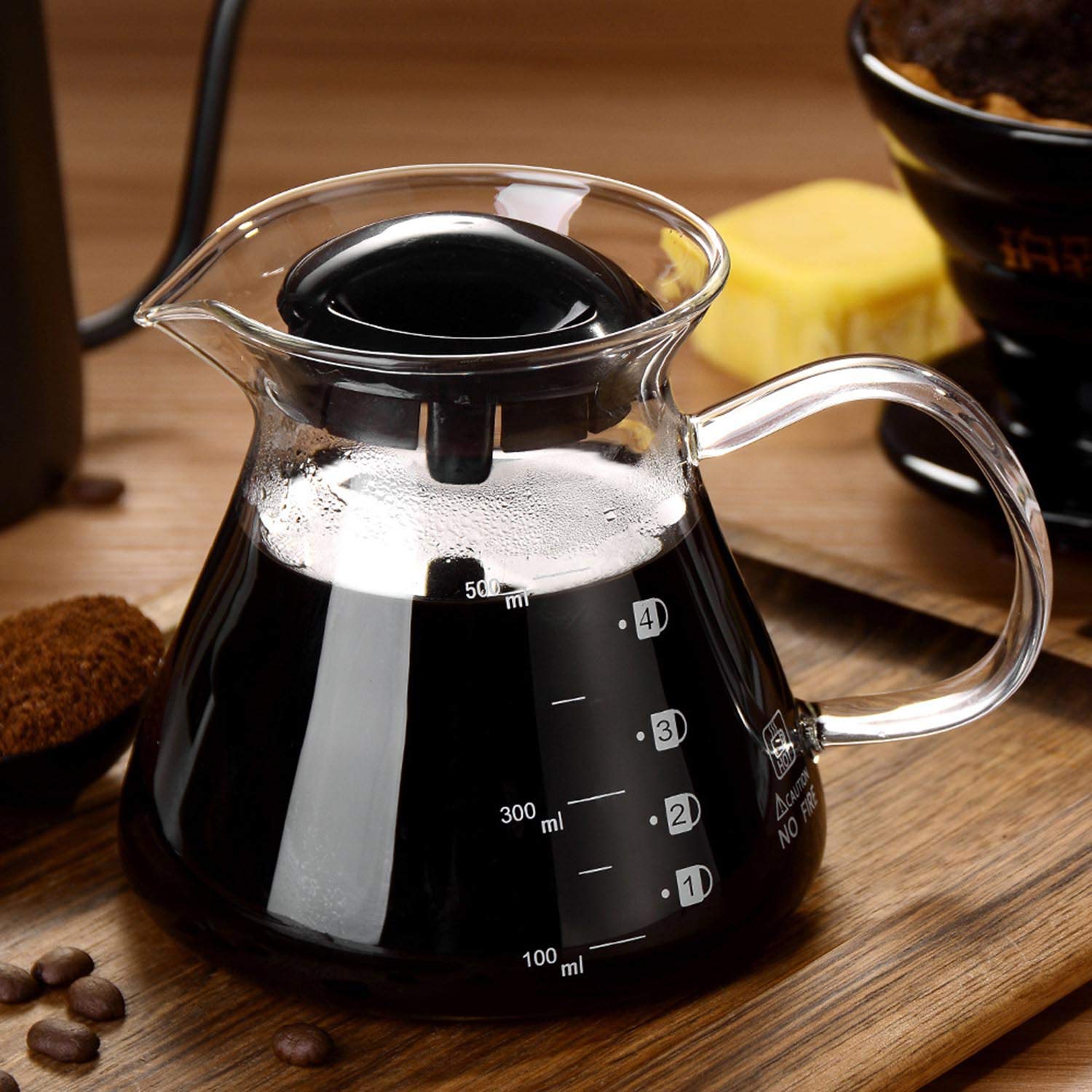 Premium Pour Over Coffee Dripper Set - Heat Resistant Glass Carafe (500ml), Ceramic Coffee Dripper, Measuring Spoon & 100 Paper Filters - Perfect for Home Brewing, Office Use & Gift Giving