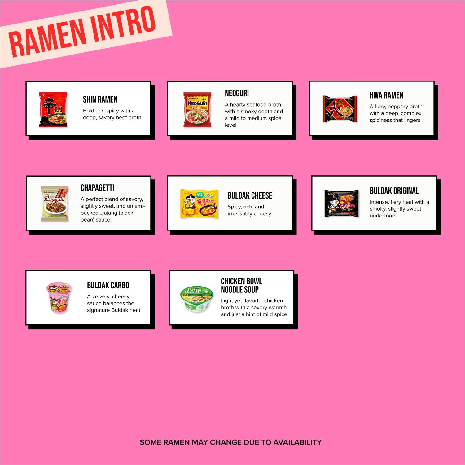 Journey of Asia Ramen Box - 8 Authentic Korean Instant Noodles + 2 Chopsticks | Asian Food Gift Box | Spicy Fire Noodle Challenge Kit | Perfect for Ramen Lovers, Foodies & Gift Giving