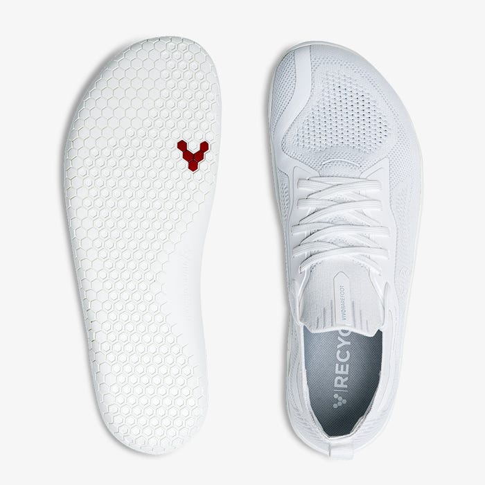 Vivobarefoot Men's Primus Lite Knit Barefoot Shoes - Breathable Minimalist Running & Walking Shoes for Natural Movement - Gym, Trail, Travel & Everyday Wear (Bright White)