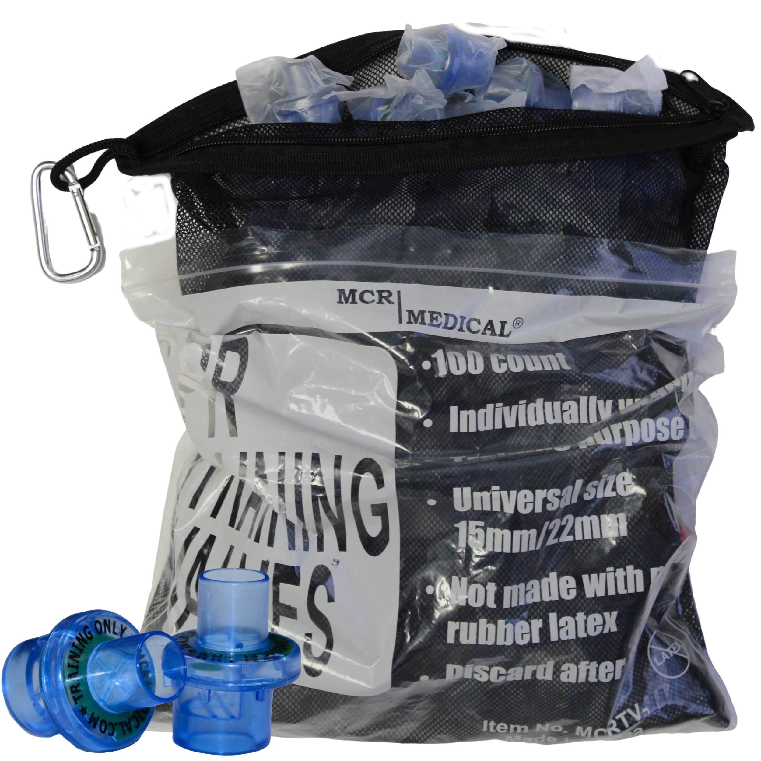 MCR Medical 10-Pack Adult/Child CPR Training Face Masks with 10 Free Valves - Emergency First Aid Kit for First Responders, Nurses & Home Safety (MCRTV-100)