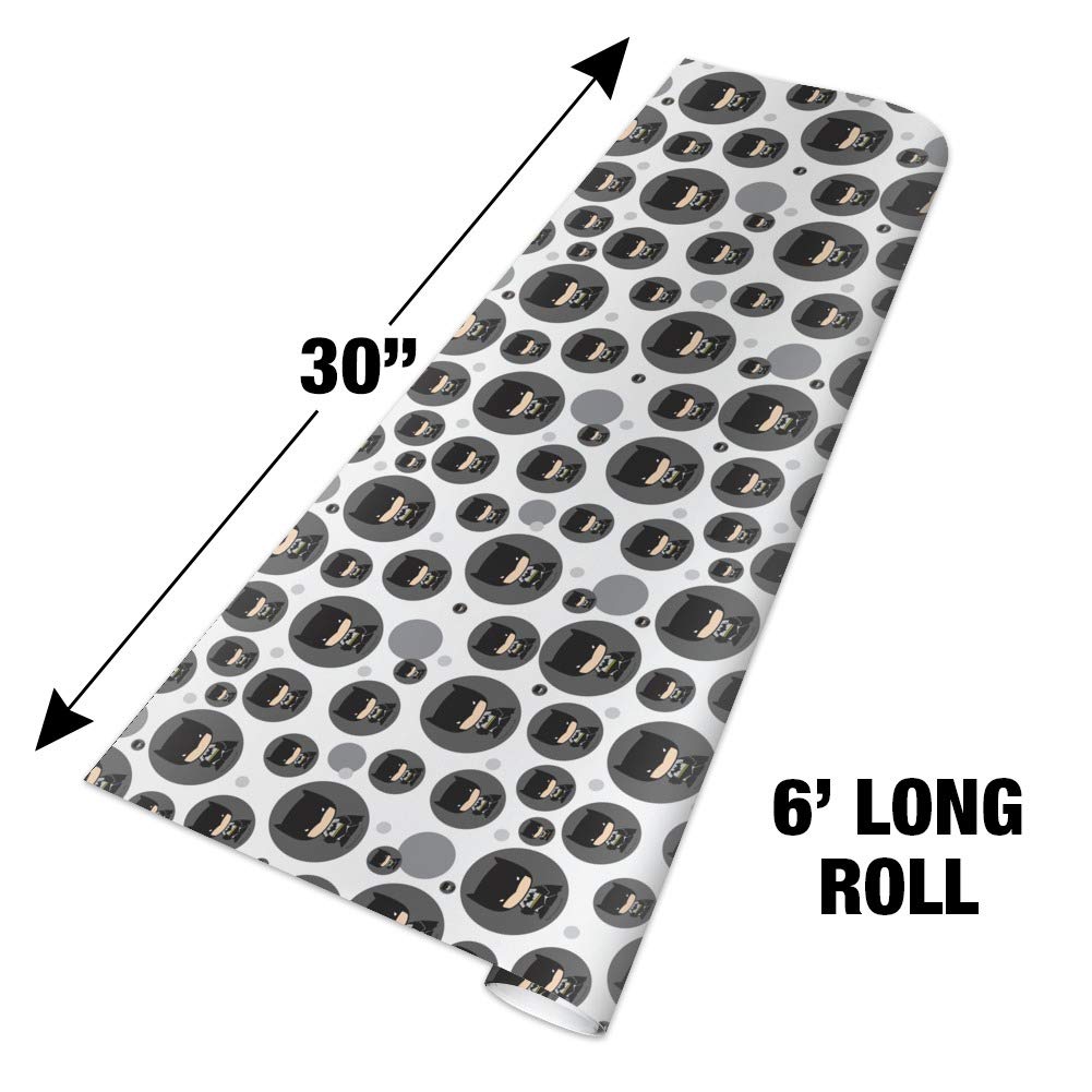 Batman Chibi Character Gift Wrap Paper Roll - Cute Superhero Wrapping Paper for Birthdays, Christmas & Party Gifts - 18
