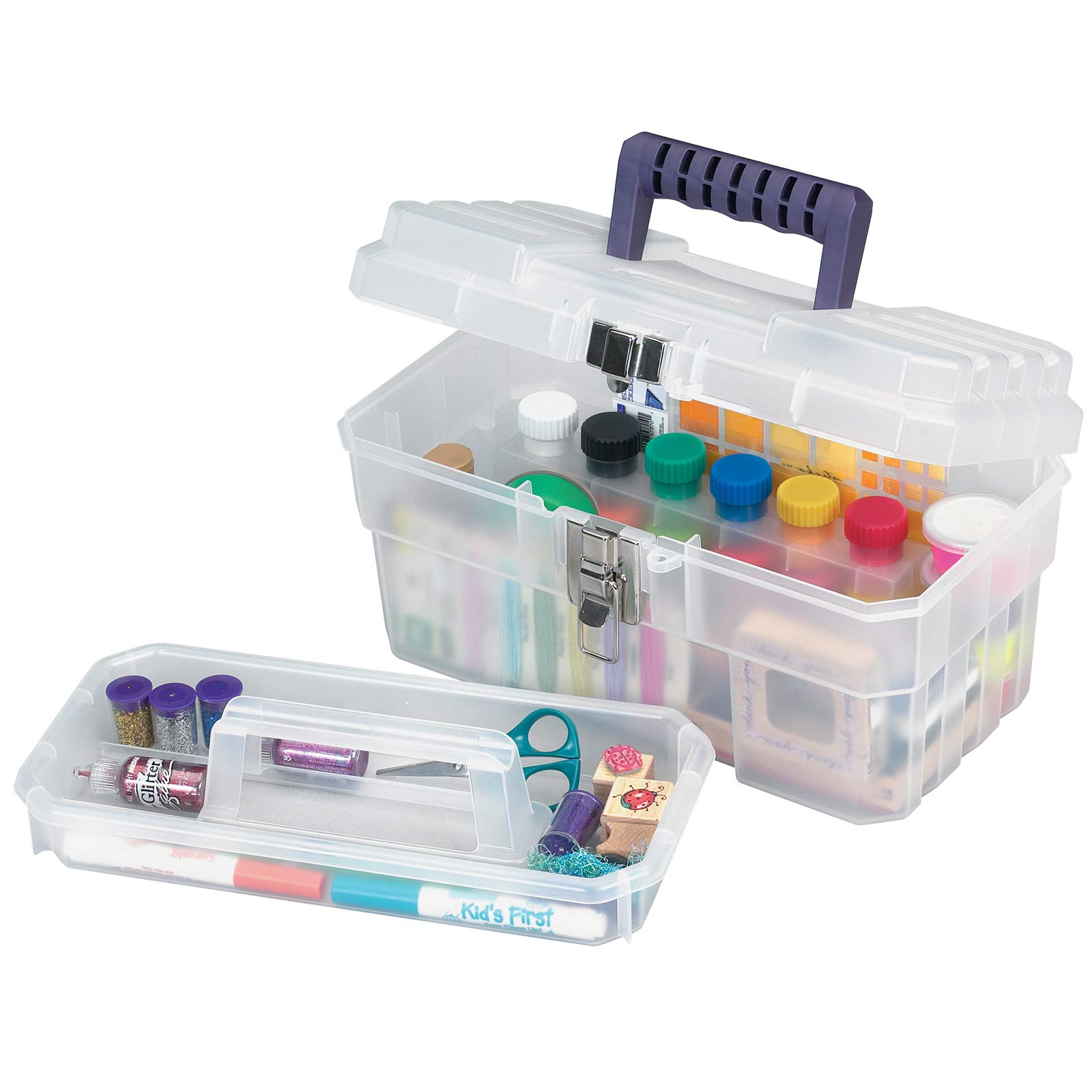 Akro-Mils 09514CFT ProBox 14-Inch Clear Plastic Storage Toolbox with Removable Tray - Organize Art Supplies, Craft Tools & Medical Equipment - 14