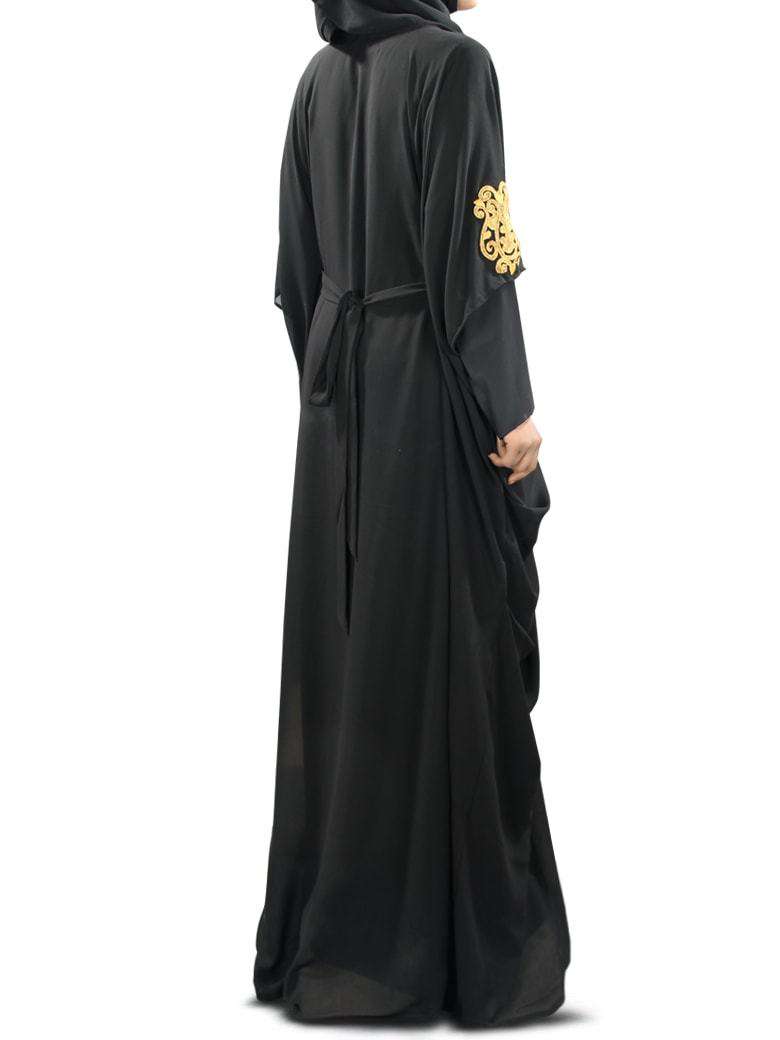 Amara Gold Embroidered Black Kaftan Dress for Women - Elegant Boho Maxi Dress for Beach, Party & Special Occasions