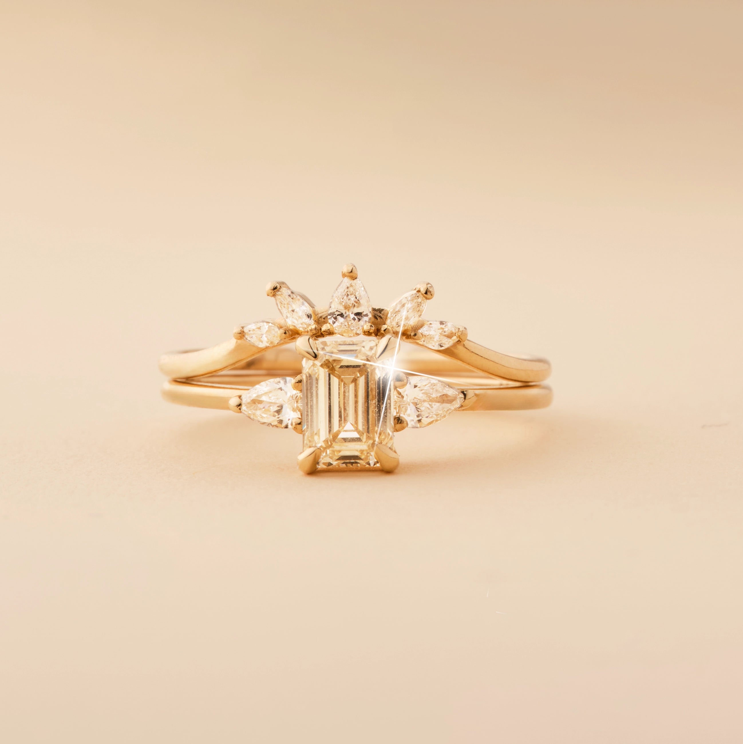 Glacial Promise Unique 14K Yellow Gold Step Cut Diamond Ring – Perfect for Engagement, Anniversary & Special Occasions