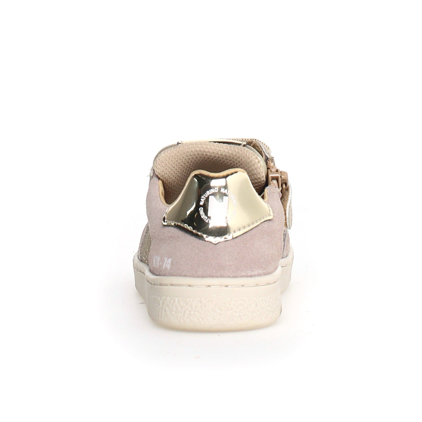 Naturino Girl's Quar Zip Glitter Sneakers - Platinum Beige | Comfortable & Stylish Kids Shoes for School, Play & Everyday Wear