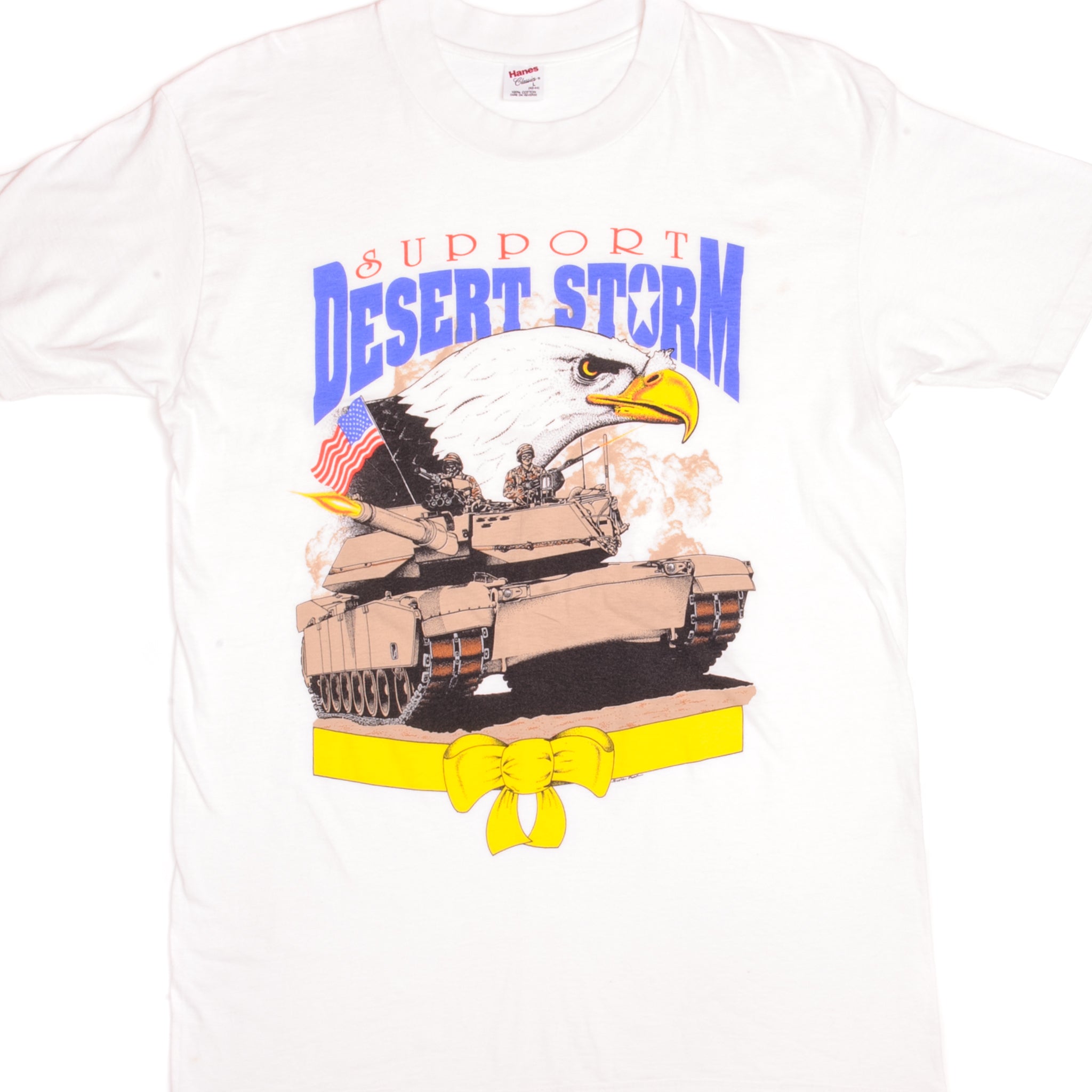 Vintage Desert Storm T-Shirt 1990s Retro Military Tee - Large Size, 100% Cotton, Made in USA - Perfect for Military History Enthusiasts & Vintage Clothing Collectors