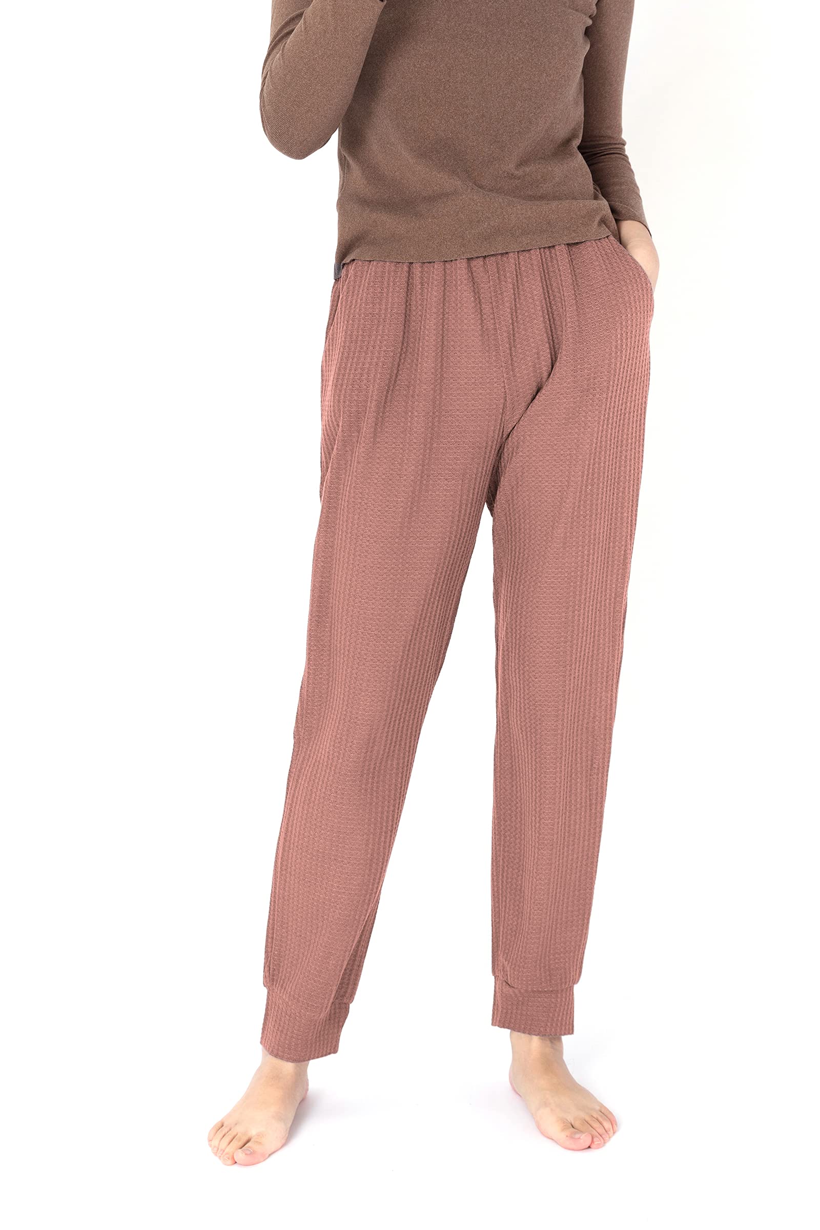 Women's Athletic Jogger Pants with Drawstring Waist & Pockets - Soft Waffle Knit Sweatpants for Yoga, Running, Gym & Lounge Wear