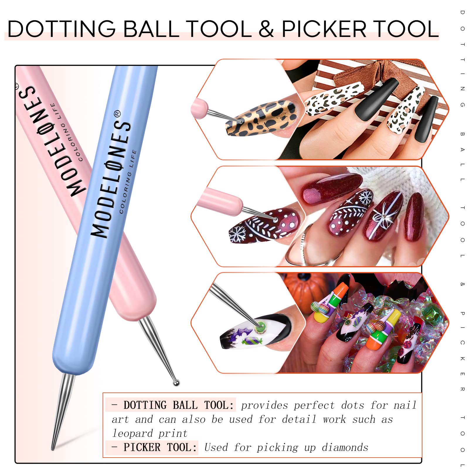 Modelones Professional Nail Art Brushes Set with Gel Top Coat for Acrylic Nails, DIY Manicure & Nail Design - Perfect for Home Salon, Nail Artists & Beginners