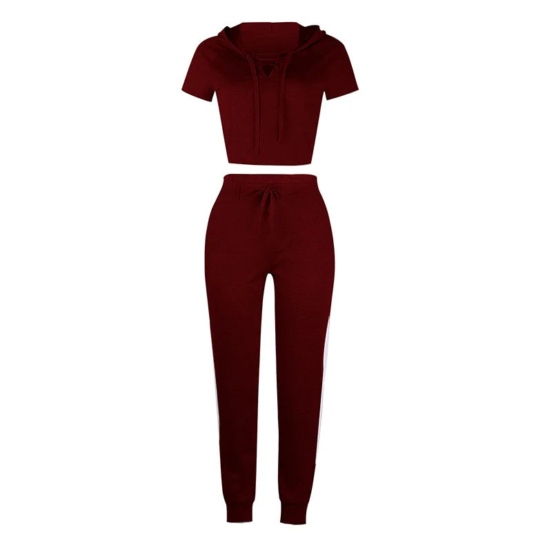 Women's Yoga Set - Gym Fashion Fitness Tracksuit with Hooded T-Shirt & Jogging Pants (S-2XL) | Perfect for Yoga, Workouts & Casual Wear