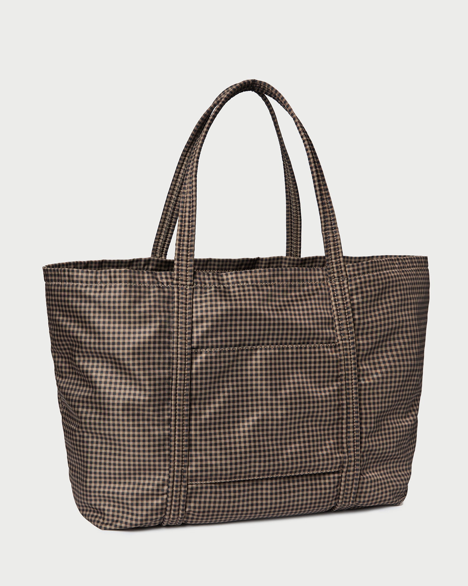 Dina Brown and Black Checkered Travel Tote Bag for Women - Stylish Carry-On Luggage for Airplane, Work, and Weekend Getaways
