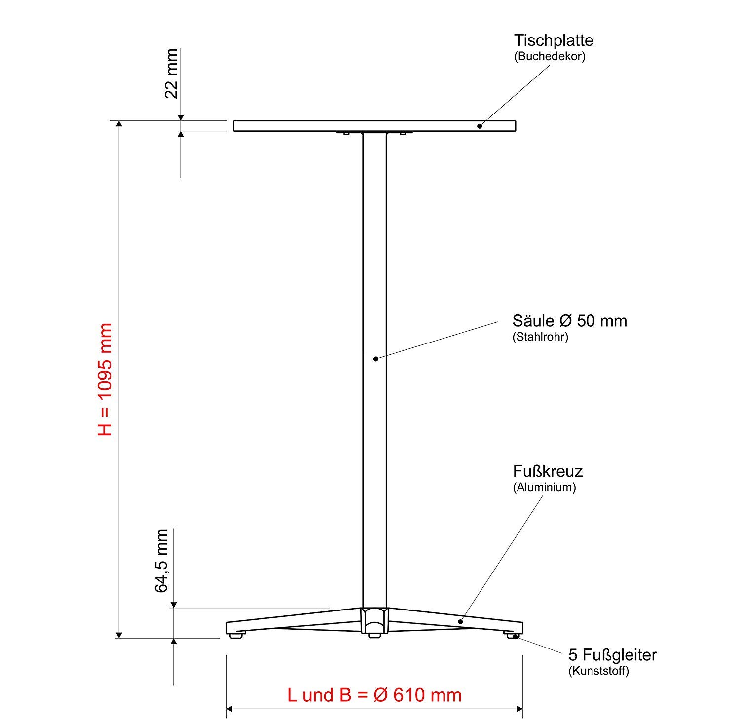 Modern Bar Table with 600mm Diameter & 1100mm Height - Silver Metal Frame & White Top - Perfect for Home Bars, Kitchen Islands & Small Space Dining