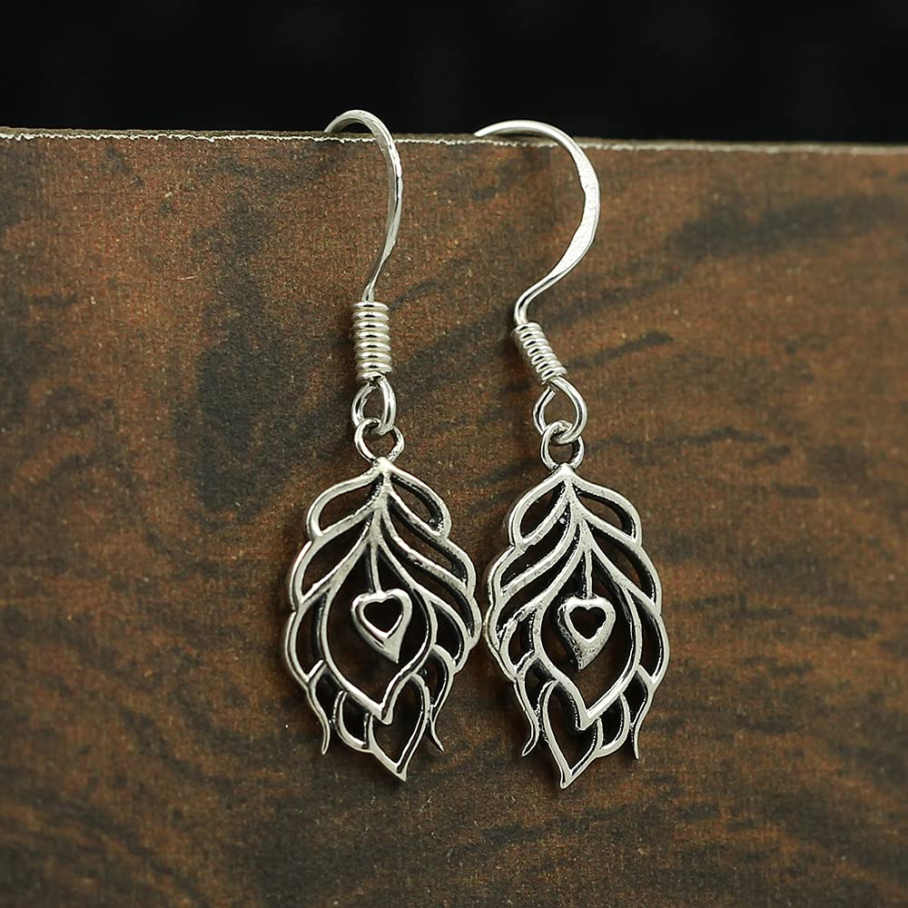 Sterling Silver Feather Dangle Earrings for Women - Elegant Handmade Jewelry Gift for Christmas, Birthday, Party & Special Occasions