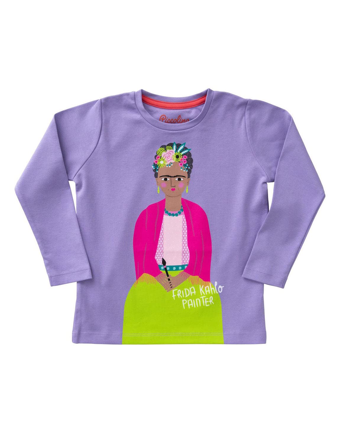 Piccolina Kid's Trailblazer T-Shirt - Frida Kahlo Inspired Graphic Tee for Girls | Soft Cotton Playwear for School & Outdoor Adventures