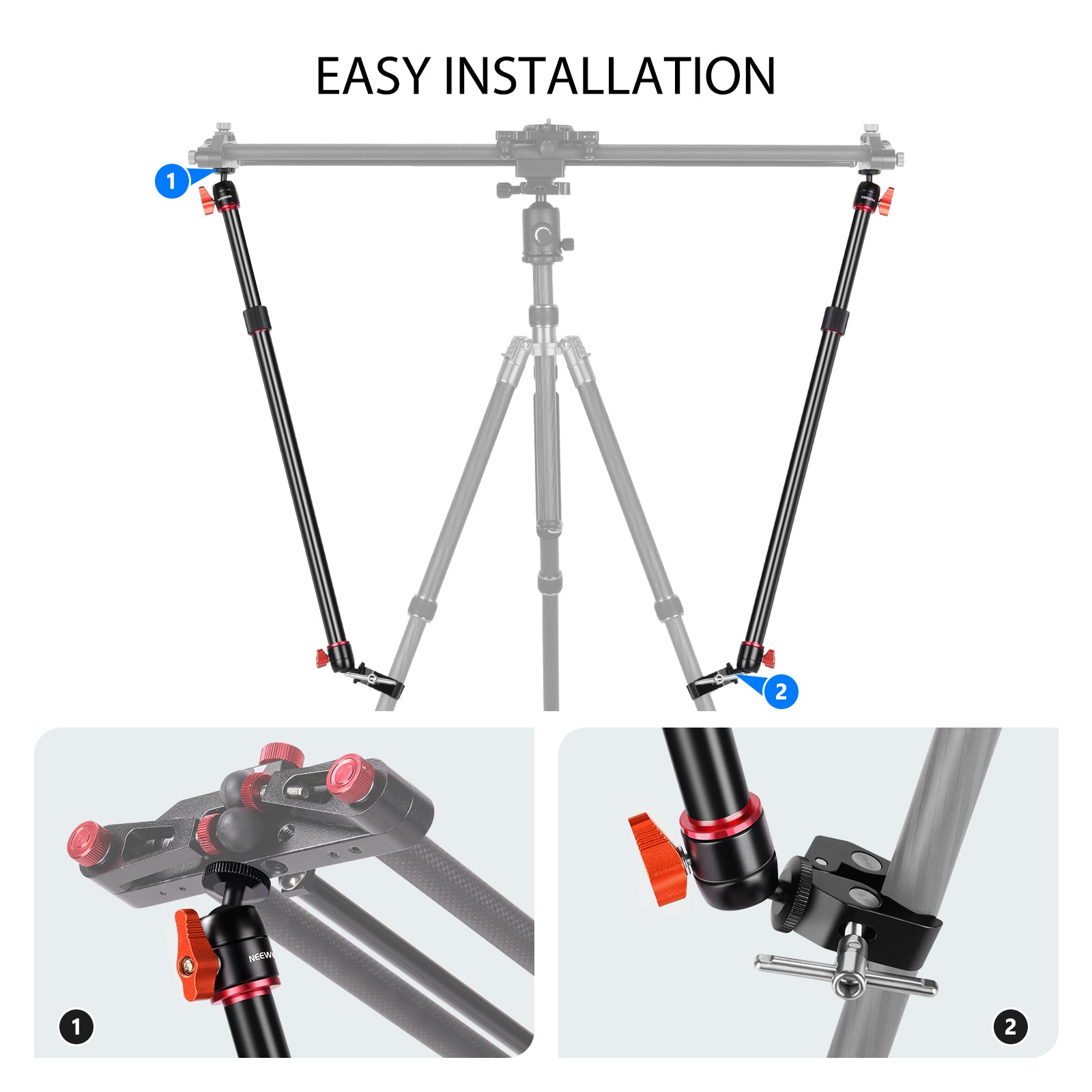 NEEWER 2 Pack Professional Aluminum Alloy Camera Slider Support Arm for DSLR Mirrorless Cameras - Perfect for Video Shooting, Vlogging, and Photography