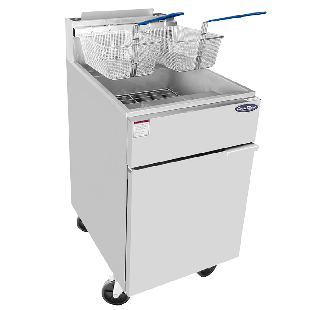 Atosa 75 lb Commercial Floor Fryer - 170,000 BTU Natural Gas Fryer for Restaurants, Food Trucks & Catering Businesses - Heavy Duty Deep Fryer for Chicken, Fish & French Fries