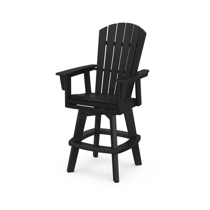 POLYWOOD Nautical Curveback Adirondack Swivel Bar Chair - Outdoor Patio Furniture, Weather-Resistant Poly Lumber, 360° Rotation - Perfect for Poolside, Deck, Garden & Backyard Relaxation