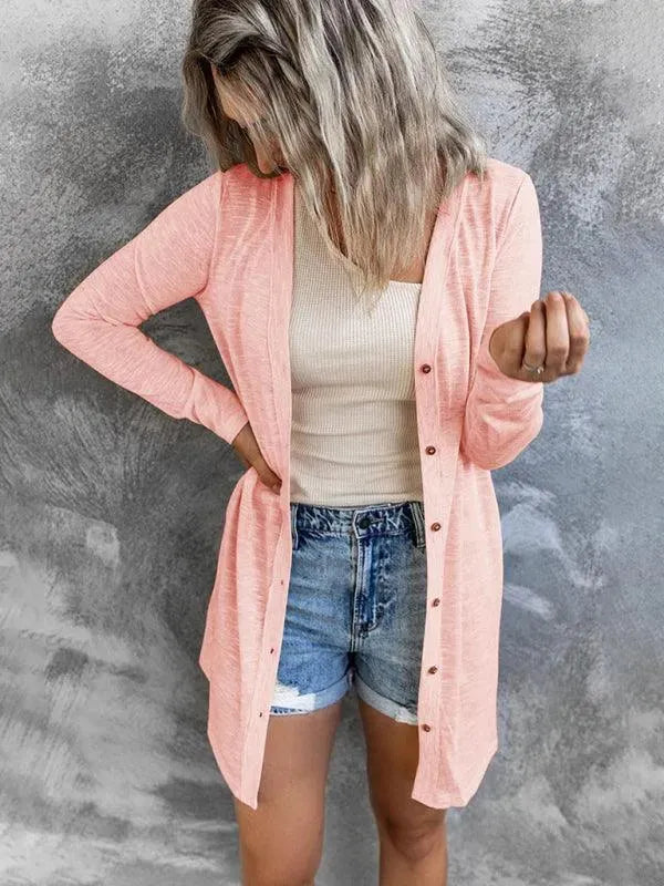 Women's Long Button Cardigan Sweater - Cozy Knit Open Front Wrap for Fall & Winter - Perfect for Office, Casual Outfits and Layering