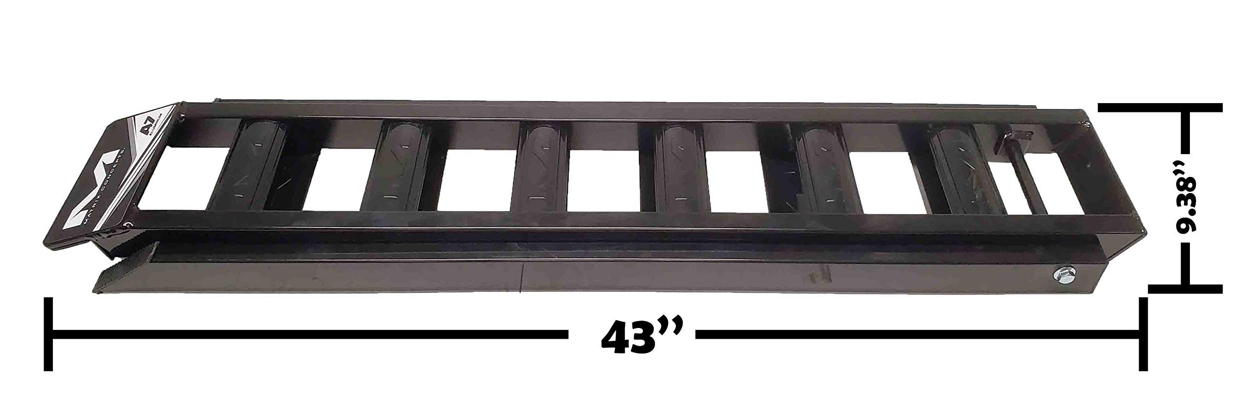 Matrix Concepts A7 Folding Ramp - 500 lbs Capacity Aircraft Aluminum Ramp for Dirt Bikes, ATV & UTV - Lightweight & Durable with Sticker Pack (Black/White) - Perfect for Loading Motorcycles, ATVs & Utility Vehicles