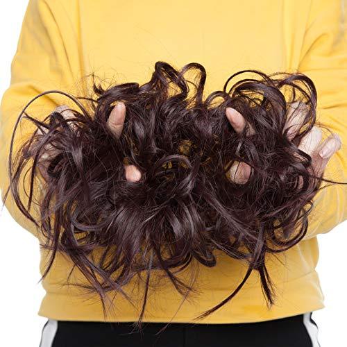 Tousled Wavy Hairpiece Bun Scrunchie Hair Wrap - Perfect for Women's Updo Hairstyles, Casual & Formal Events, and Everyday Wear