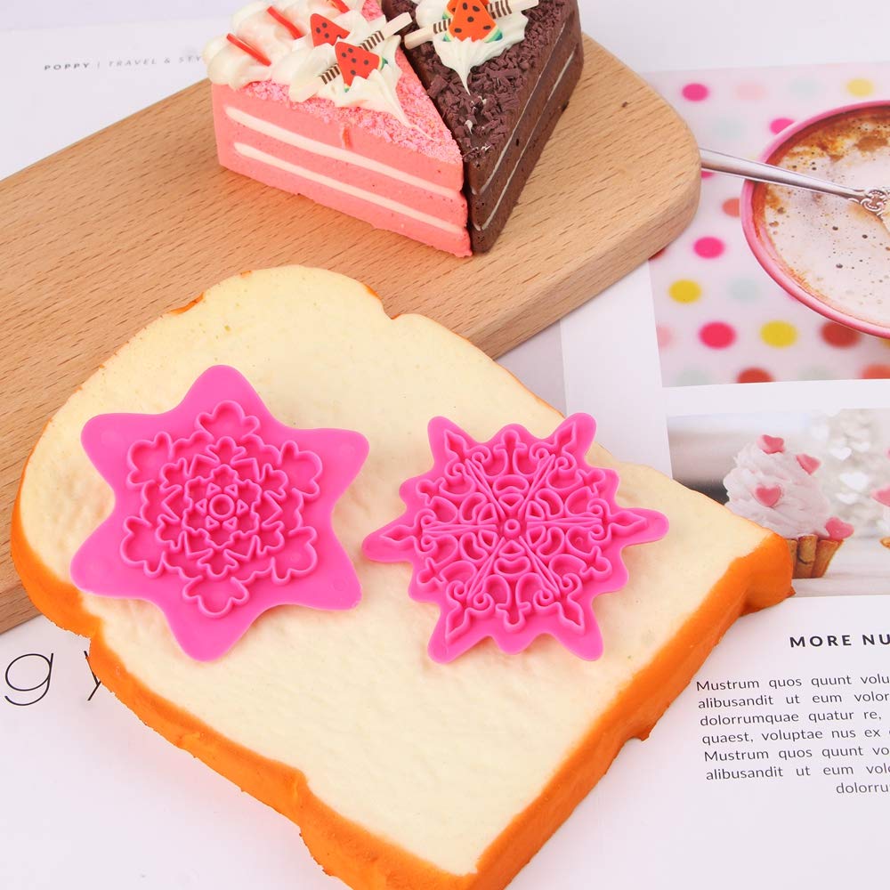 5 Pcs Lace Pattern Embossing Molds - Plastic Snowflake Fondant Cake Cookie Cutter & Clay Molds for Baking, DIY Crafts, Cake Decorating - Perfect for Christmas Cookies, Wedding Cakes, and Holiday Desserts