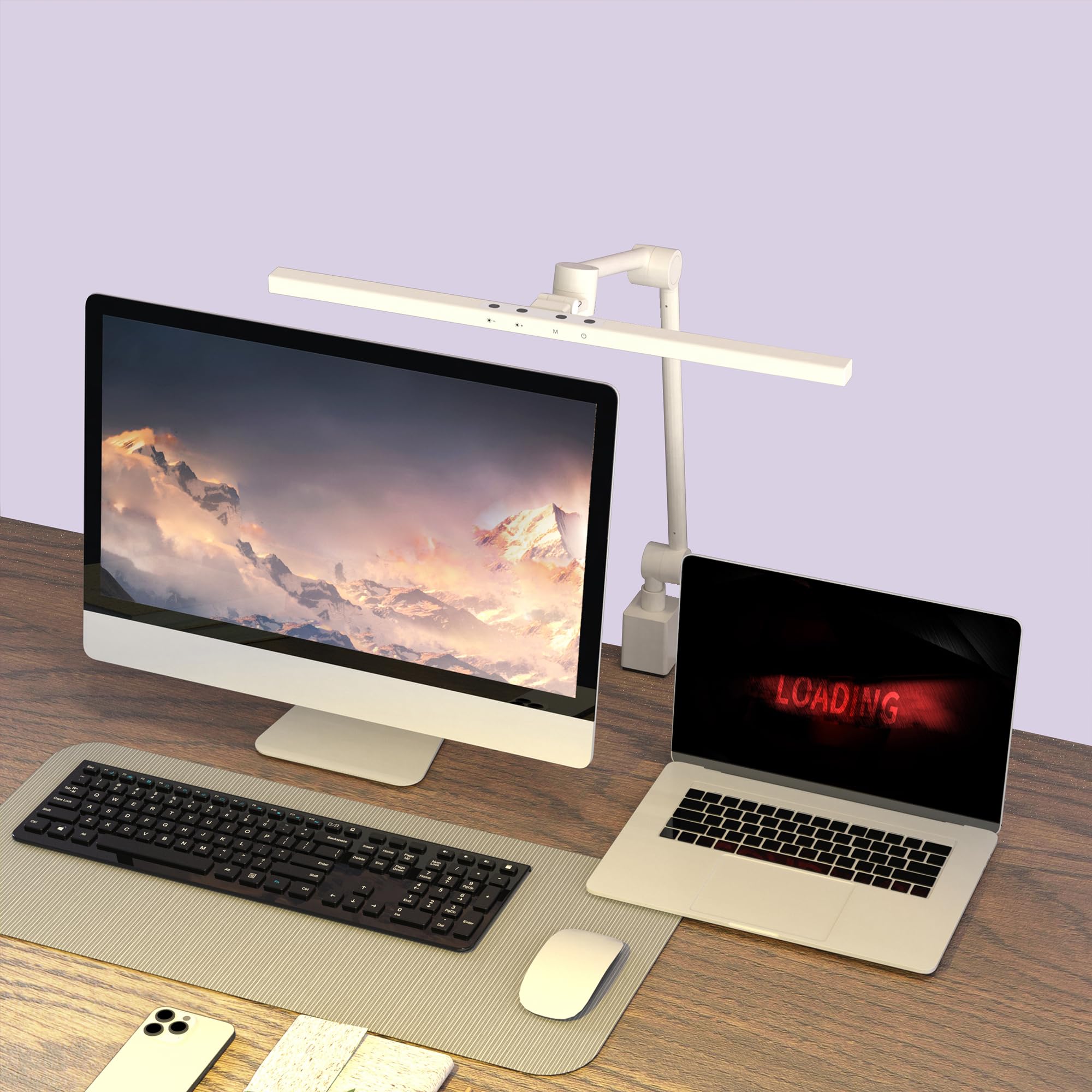 LED Desk Lamp with Clamp - Adjustable Monitor Light Bar for Eye Protection, Ultra HD Brightness, 4 Modes & 12 Brightness Levels - Perfect for Office, Study, Gaming, and Reading (White)