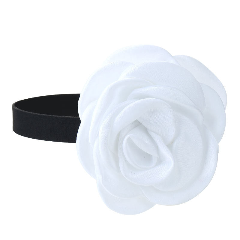 Rose Phantom Flower Suede Choker Necklace | Gothic Victorian Costume Jewelry | Perfect for Halloween, Cosplay & Vintage Fashion Outfits