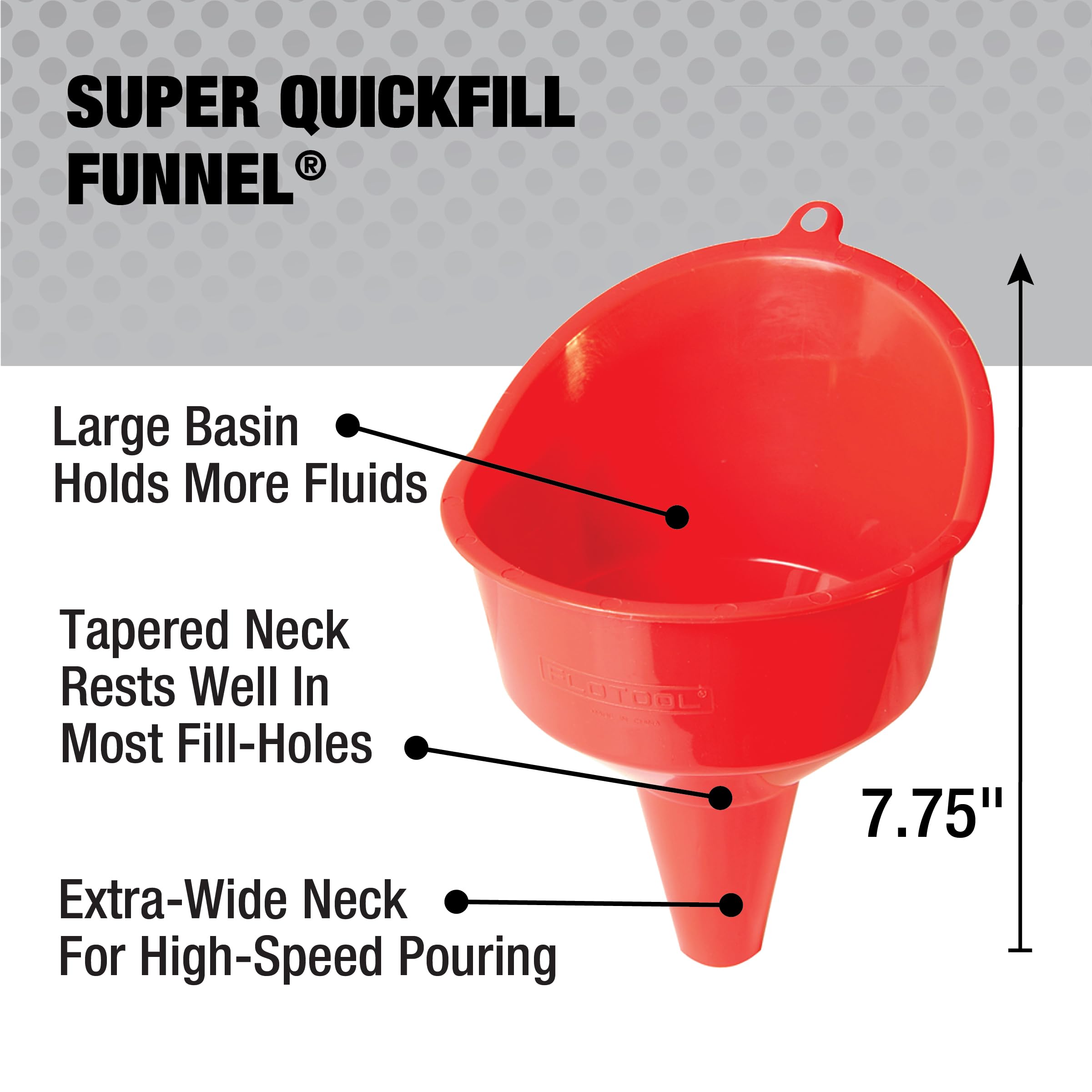 FloTool 10712MX4 Super Quad Funnel 4-Pack - Heavy Duty Oil Funnel Set for Automotive, Motorcycle & DIY Projects - Perfect for Engine Oil, Lubricants, Coolants & Fluids Transfer
