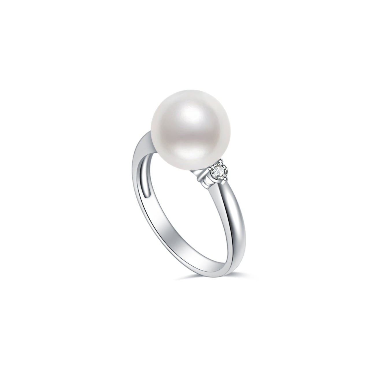 18K Gold Diamond & Australian White South Sea Pearl Ring KR00049 - Elegant Jewelry for Weddings, Anniversaries & Special Occasions