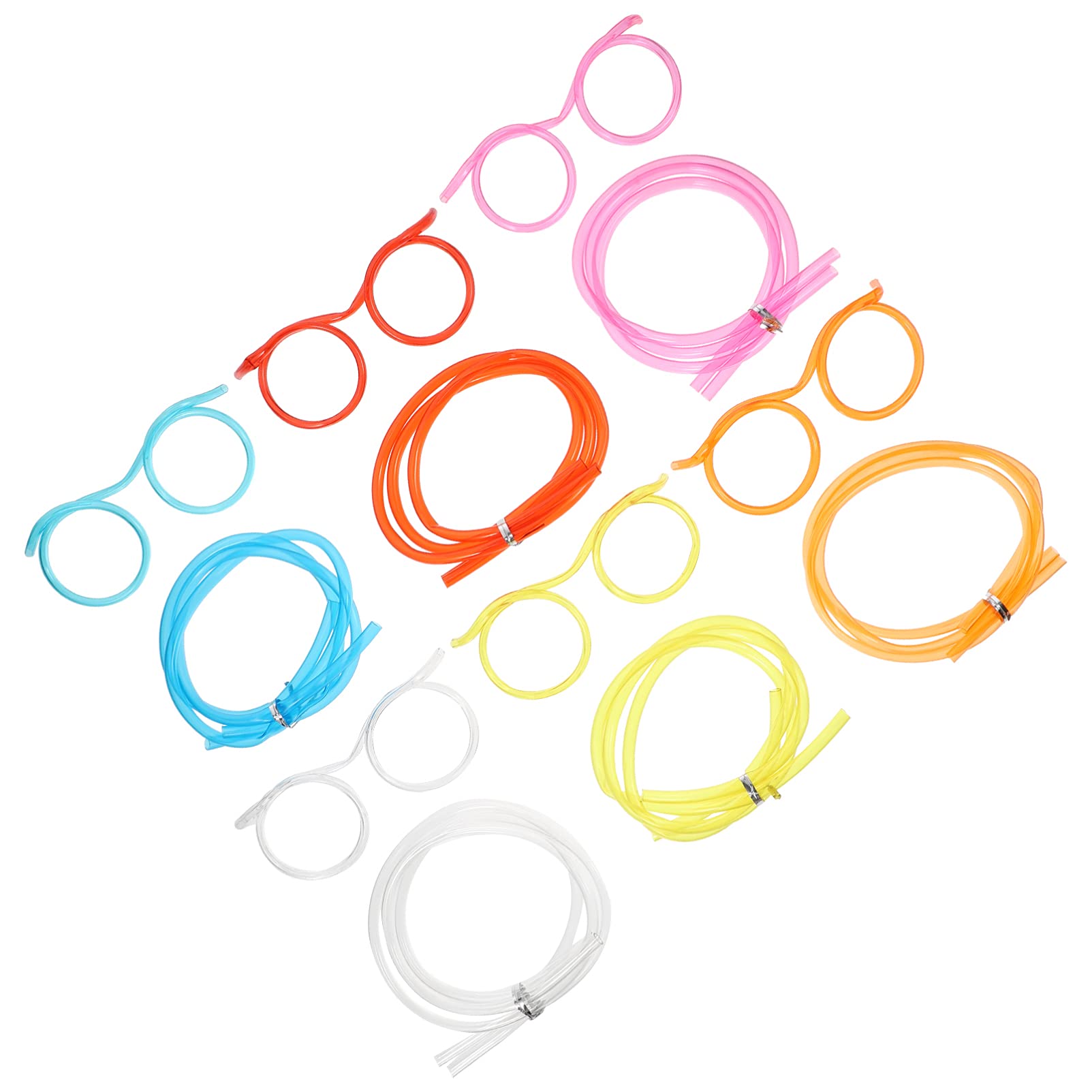 12pcs Fun Flexible Straw Sunglasses - Silly Drinking Glasses with Straw for Cocktails, Parties & Kids - Unique PVC Novelty Drink Stirrer for Summer BBQs, Pool Parties & Themed Events