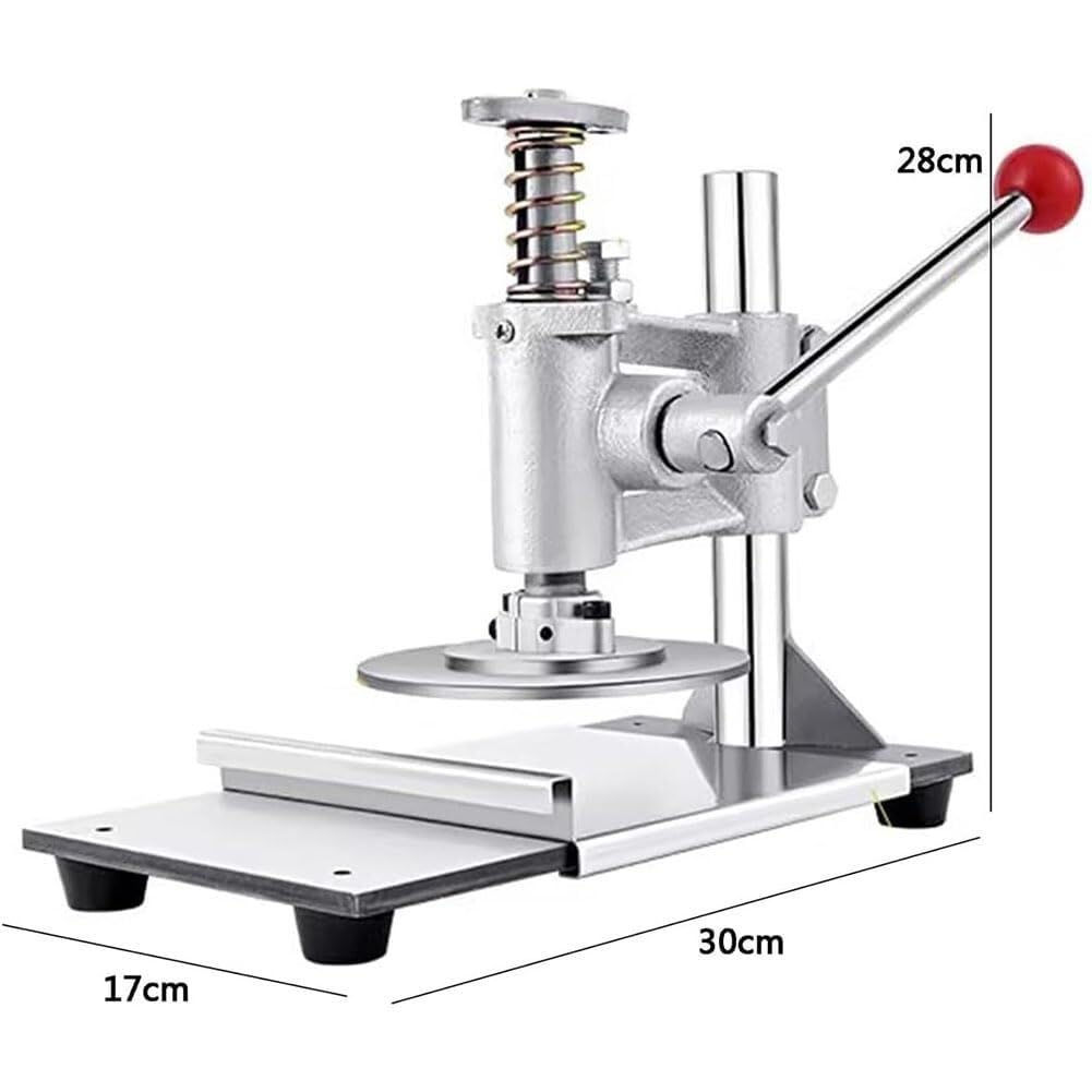Commercial Stainless Steel Pizza Dough Press Machine - Adjustable Thickness Manual Dough Press with Pull-Out Tray for Pizza, Tortilla, Pastry (16cm) - Perfect for Pizzerias, Bakeries & Home Kitchens