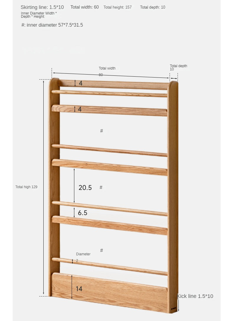 Solid Oak Wood Wall-Mounted Ultra-Thin Bookshelf - Modern Floating Shelf for Living Room, Bedroom, or Office Storage & Display