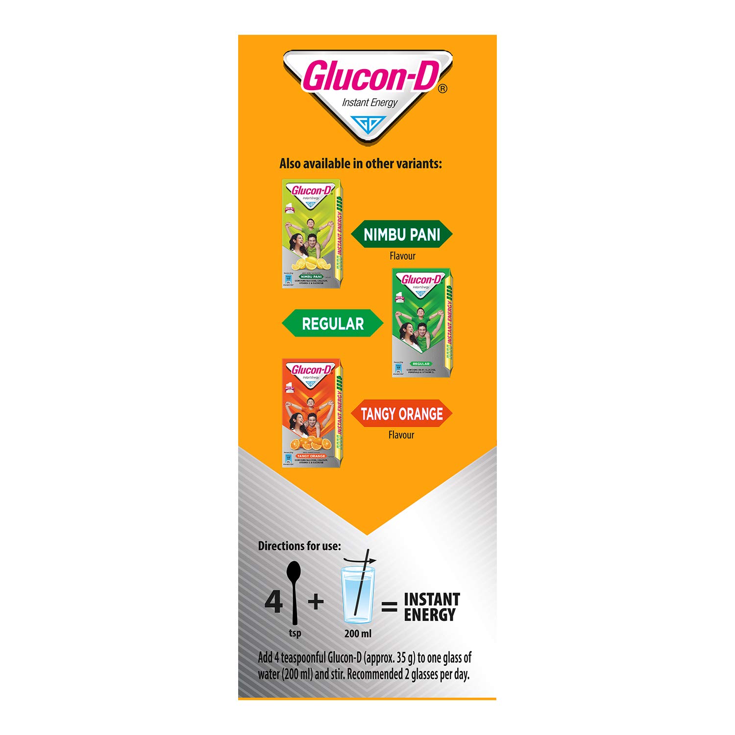 Glucon-D Mango Blast Glucose Powder 450g Refill Pack - Instant Energy Drink Mix with Vitamin C & Calcium for Immunity & Bone Health - Perfect for Sports, Workouts & Quick Energy Boost