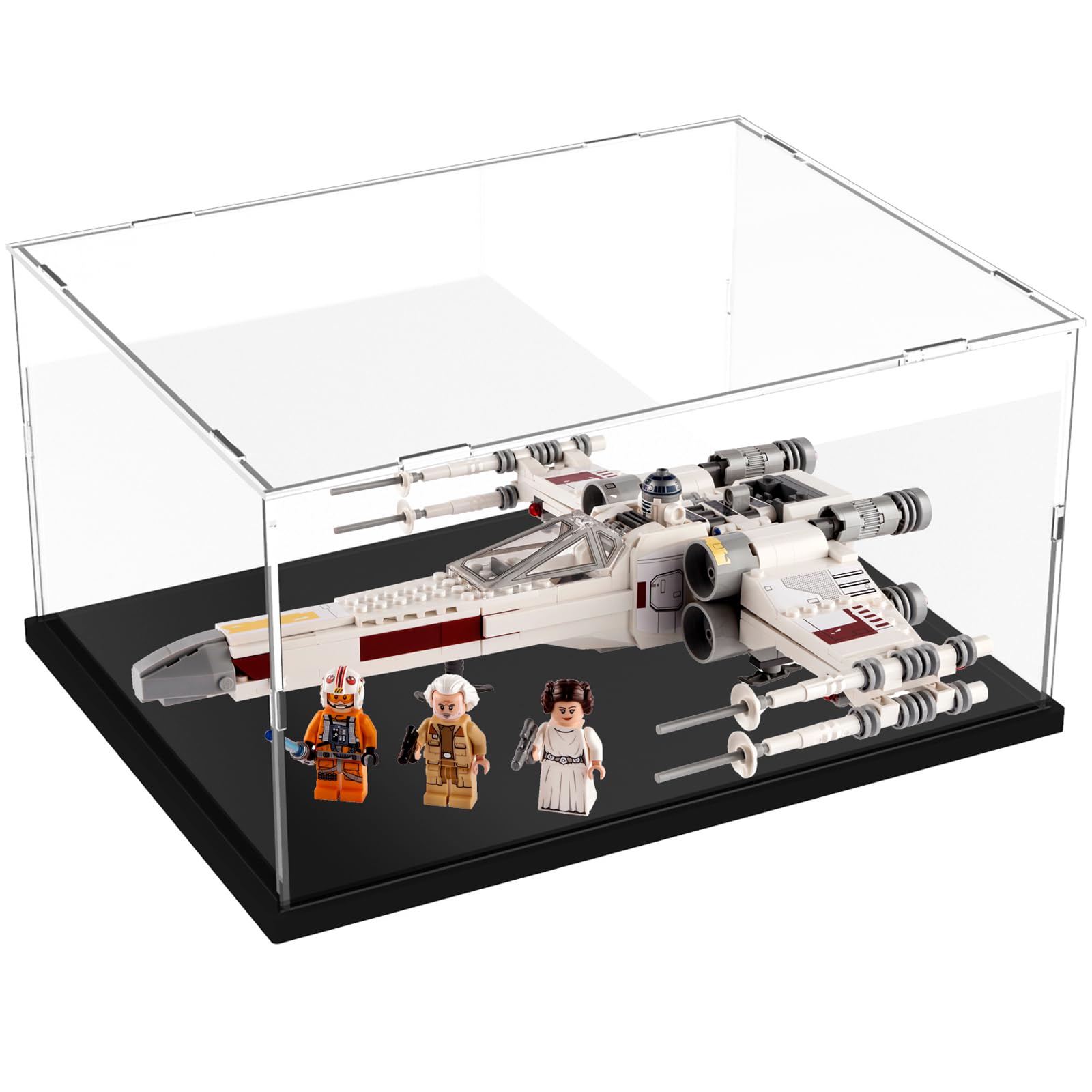Acrylic Display Case for Lego Star Wars 75375 Starship Model - Clear Large Dustproof Showcase with Black Base (15.7x11.8x7.9 Inch) - Perfect for Collectibles, Countertop Display & Home Decoration