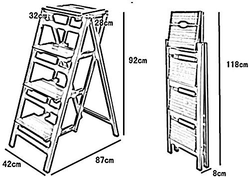 XHALERY 3-Step Folding Wooden Step Stool for Home - Space Saving, Multifunctional Indoor Ladder Stool for Kitchen, Bathroom, and Closet Organization