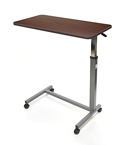 Invacare Adjustable Height Overbed Table with Wheels - Auto-Touch Hospital Style Bedside Table for Patients & Home Care (Model 6417) | Perfect for Meals, Laptops, Reading in Bed or Rehab Recovery