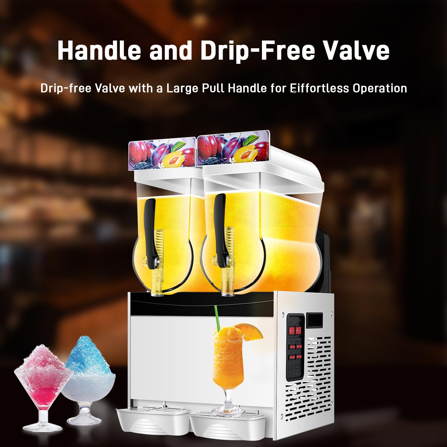 Commercial Slushy Machine for Alcoholic Beverages - 110V Stainless Steel 15Lx2 Tank Margarita Maker, Frozen Drink & Smoothie Slushy Machine - Perfect for Bars, Restaurants, and Party Events