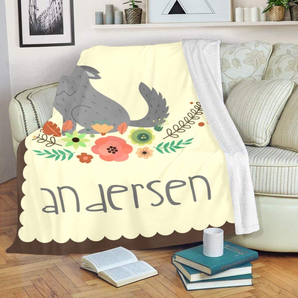 Custom Personalized Flannel Plush Blanket for Boys & Girls - Cute Funny Animal Design, Soft & Safe Newborn Baby Gift with Name (Animal 4) - Perfect for Nursery, Toddler Bedtime & Birthday Presents