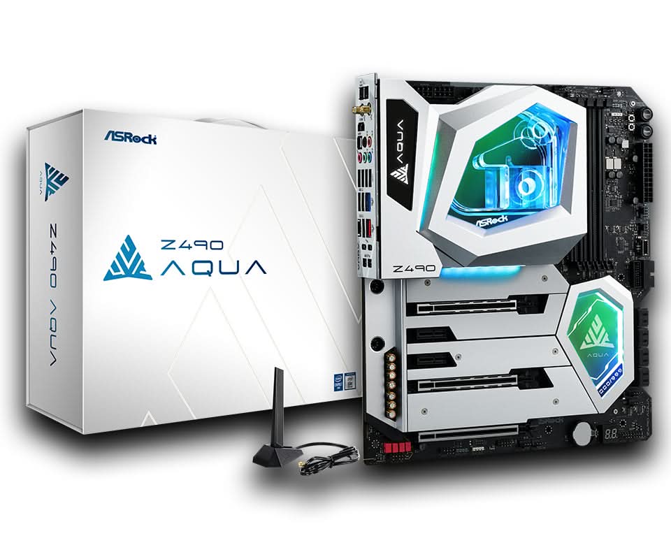 ASRock Z490 Aqua Extended ATX Motherboard for Intel 10th Gen Processors - High-Performance Gaming & Content Creation PC Build