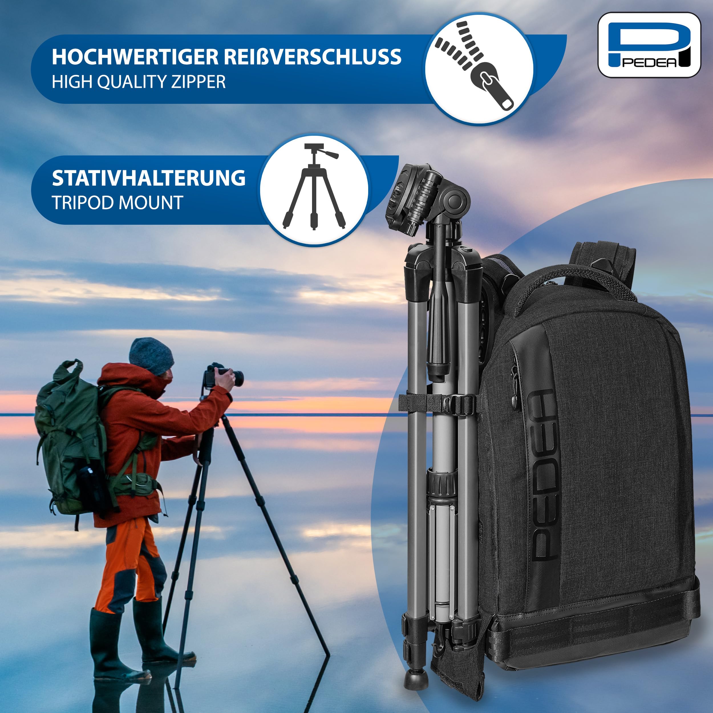 Professional DSLR Camera Backpack - Waterproof SLR Camera Bag with Adjustable Dividers & Rain Cover - Perfect for Travel, Hiking & Photography - Black