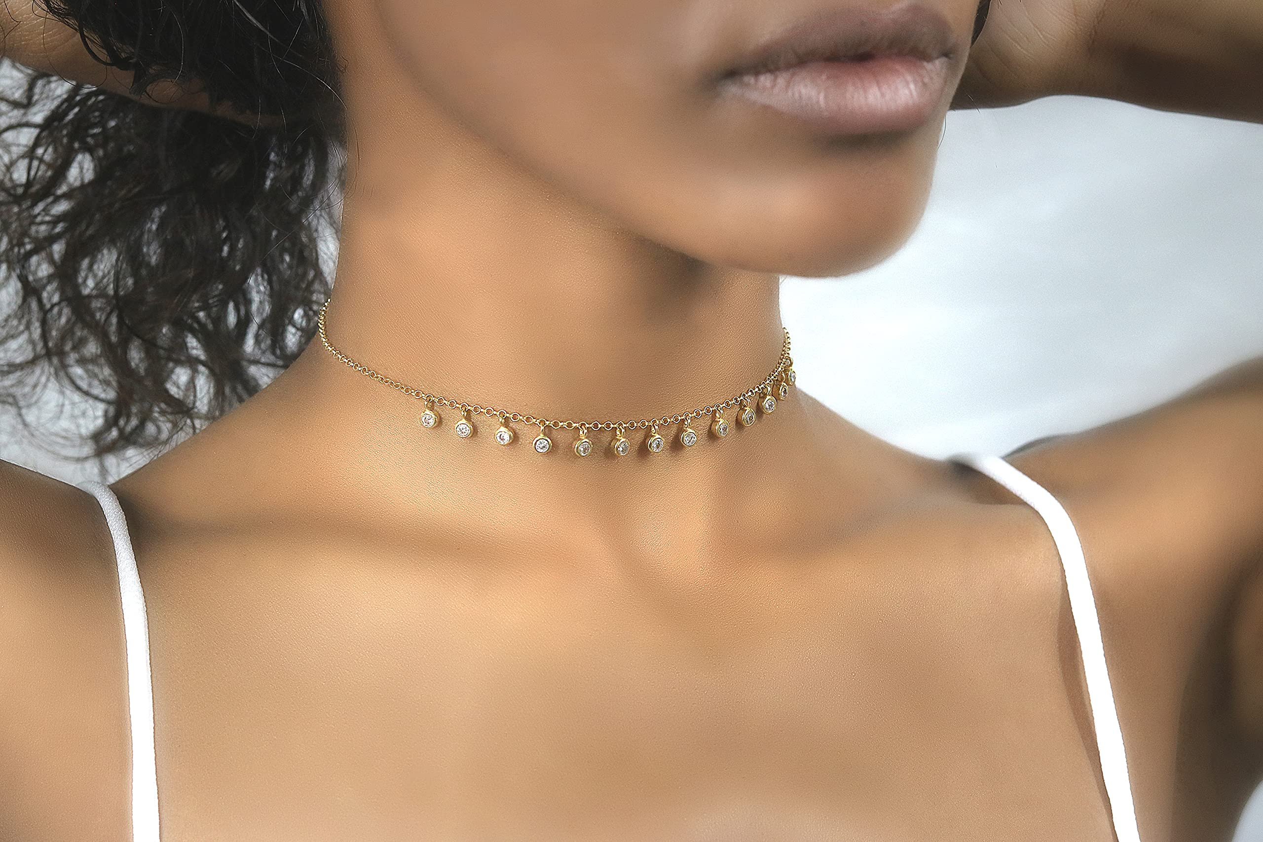 18k Gold CZ Necklace - Elegant Cubic Zirconia Pendant Necklace for Women - Delicate Gold Chain Jewelry - Perfect Bridesmaid Gift & Minimalist Everyday Necklace - Ideal for Weddings, Parties and Special Occasions