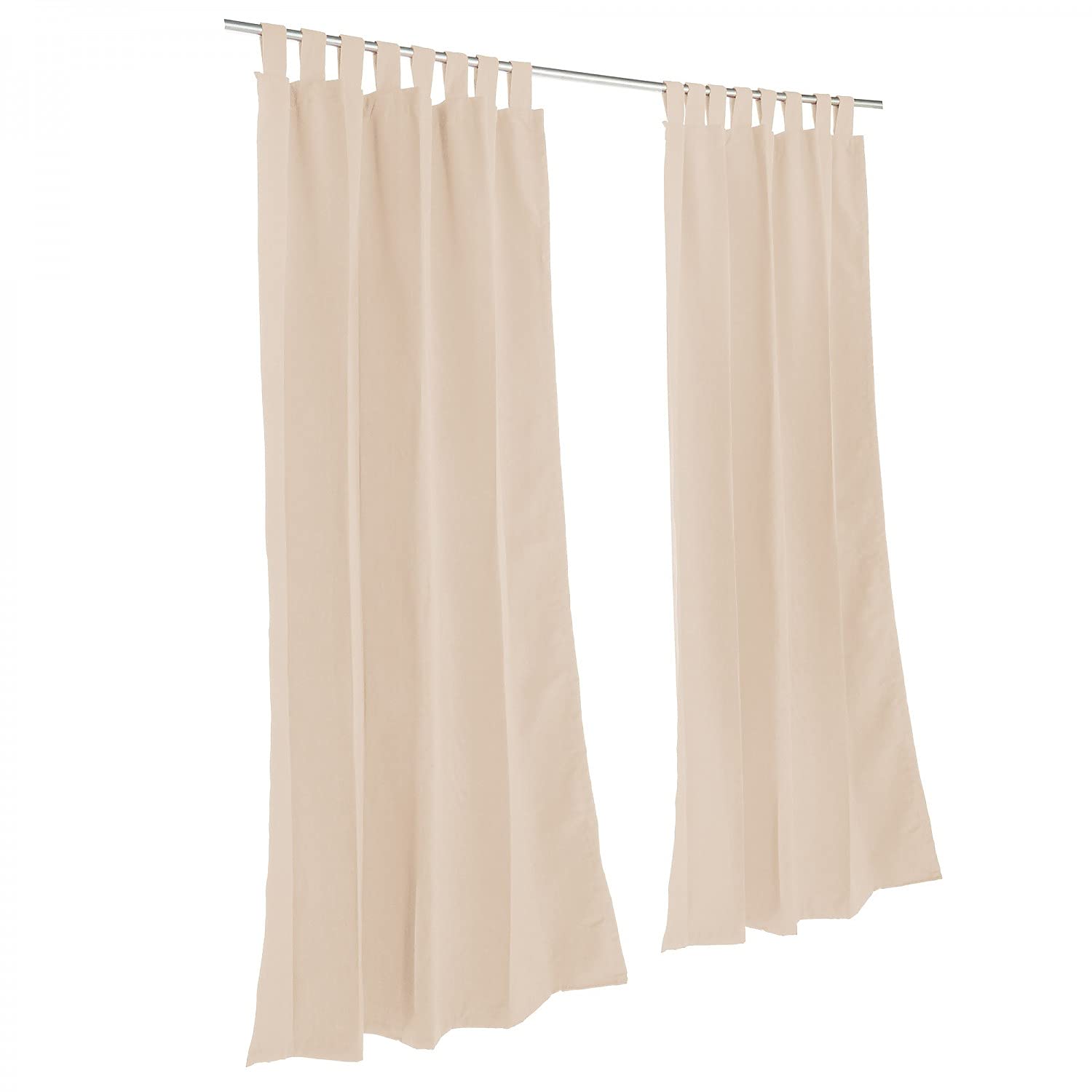 DFO Antique Beige Sunbrella Outdoor Curtain with Tabs - 108 Inch Waterproof Patio Curtain for Deck, Porch & Backyard - UV Resistant & Fade Proof Window Treatment
