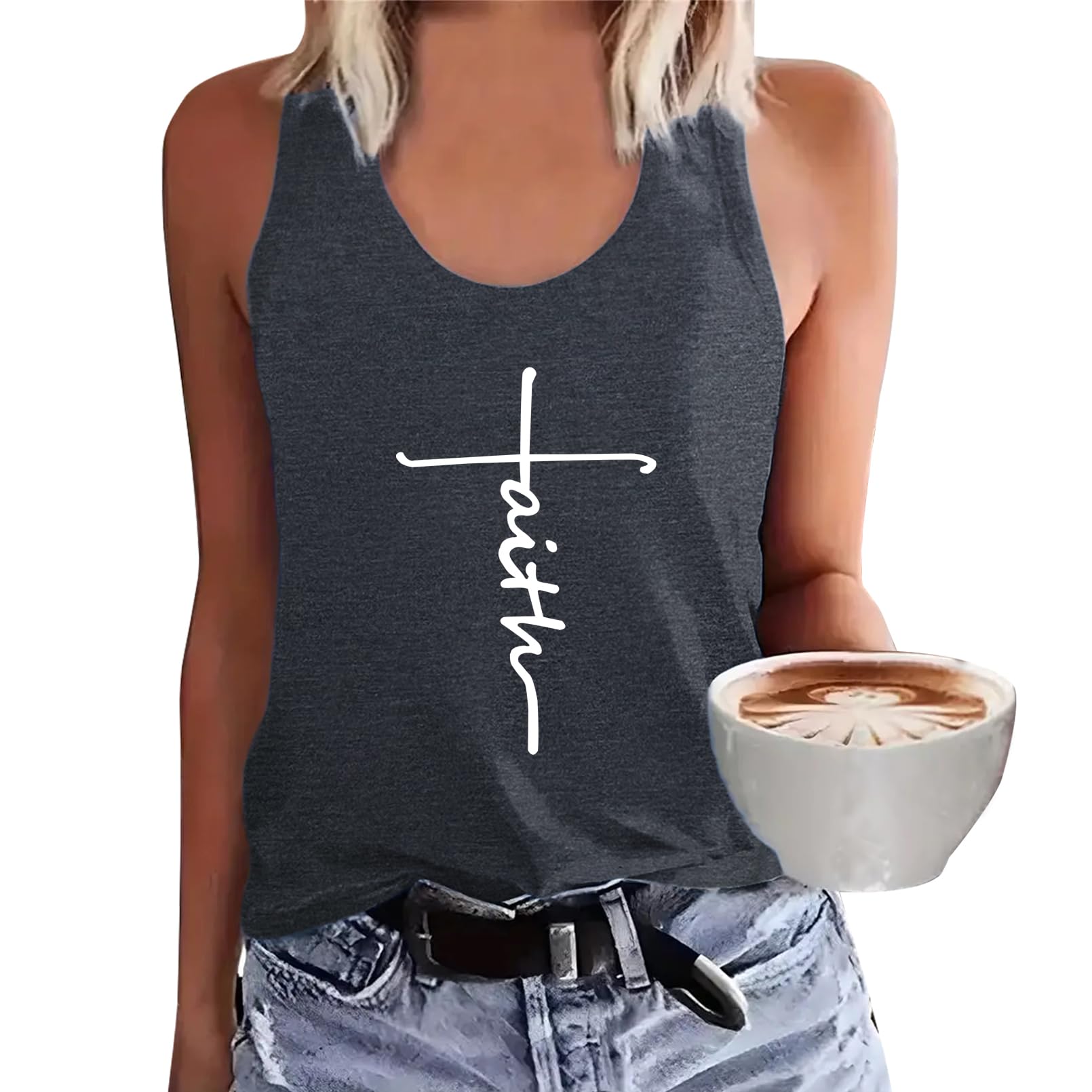 BLACKMYTH Women's Summer Graphic Cami Tank Top - Flowy Fit Sleeveless Shirt for Casual Outfits, Beach Wear & Vacation Essentials