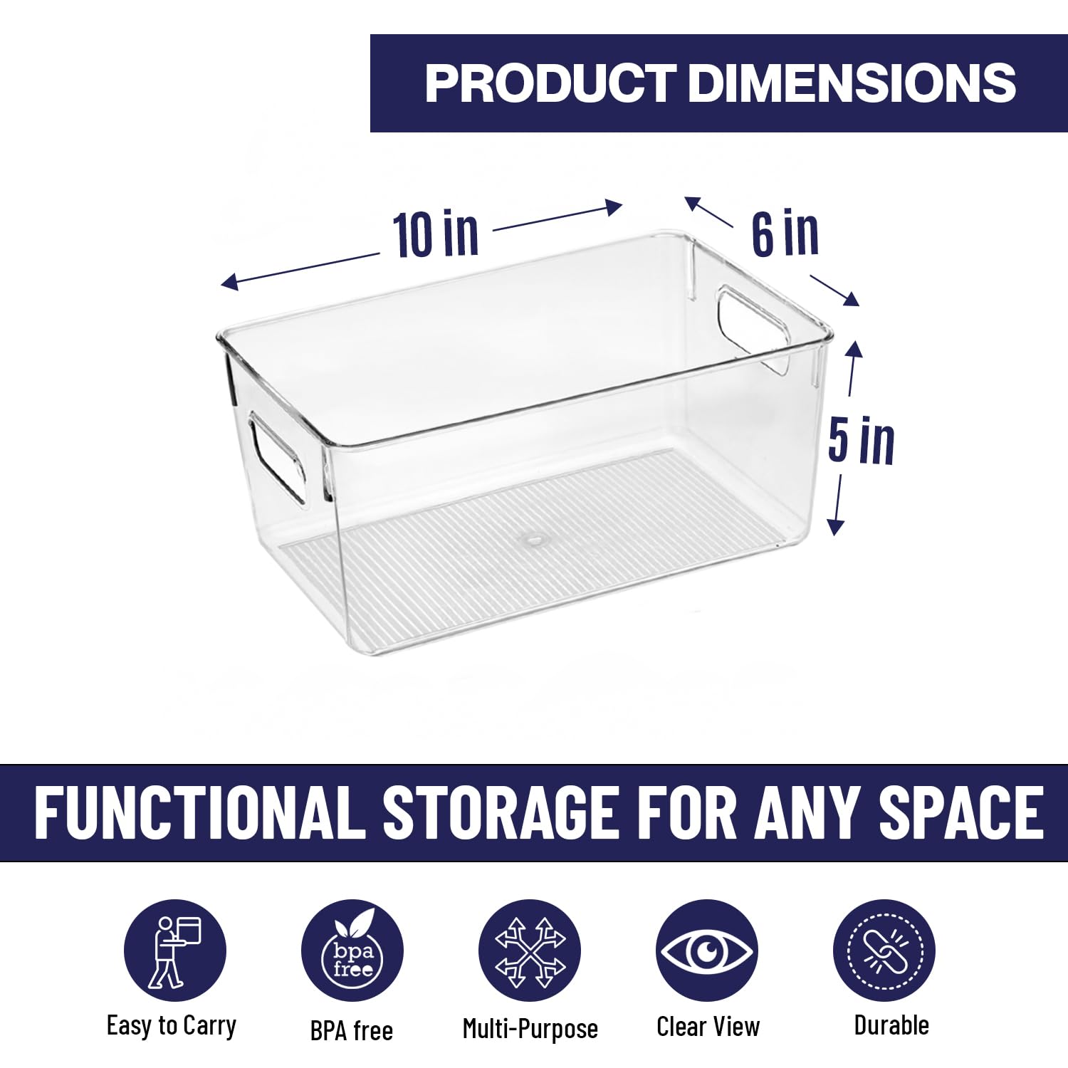 Clear Plastic Storage Bins - 10