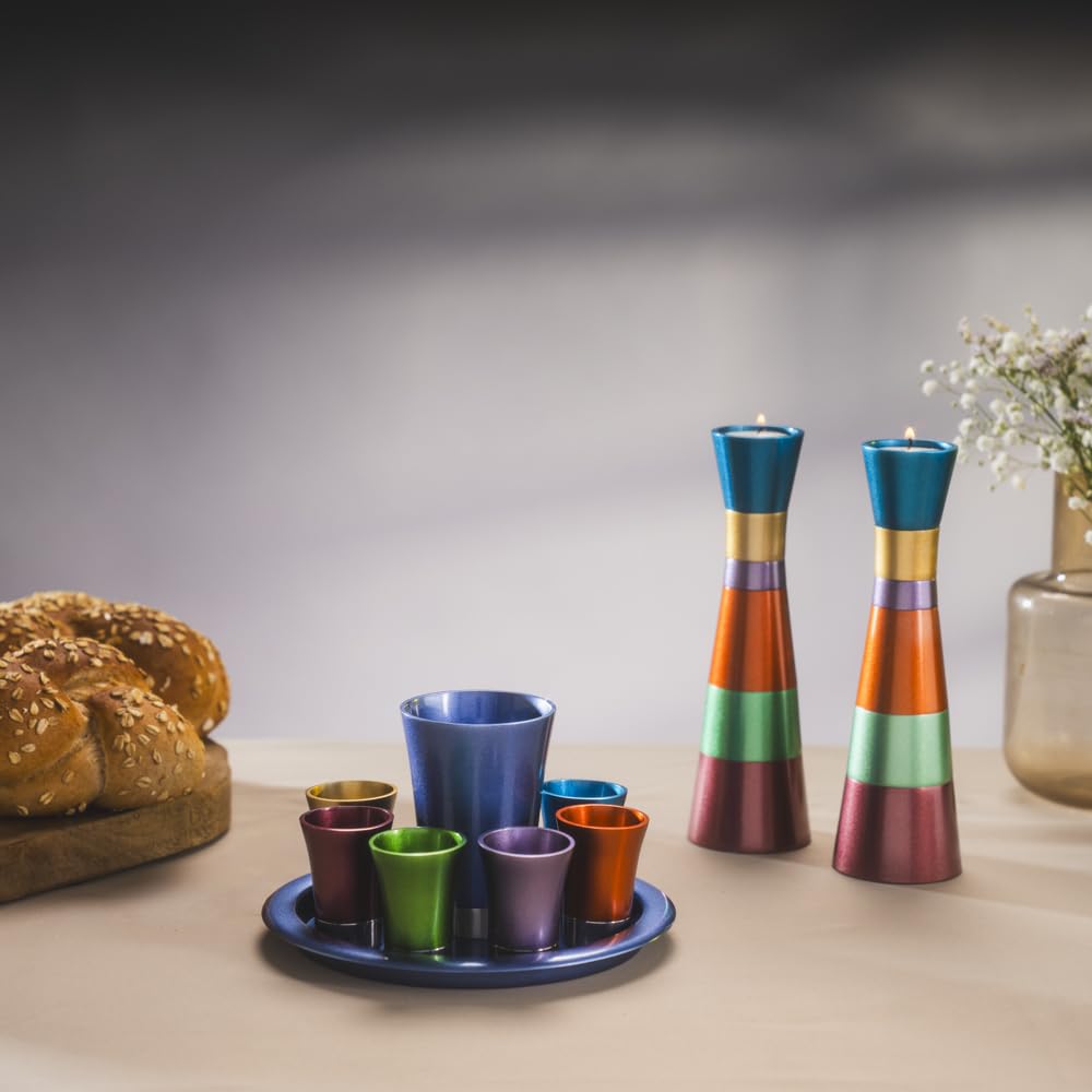Set of 6 Premium Anodized Aluminum Cups with Serving Tray - Durable & Lightweight for Camping, Picnics, and Outdoor Parties