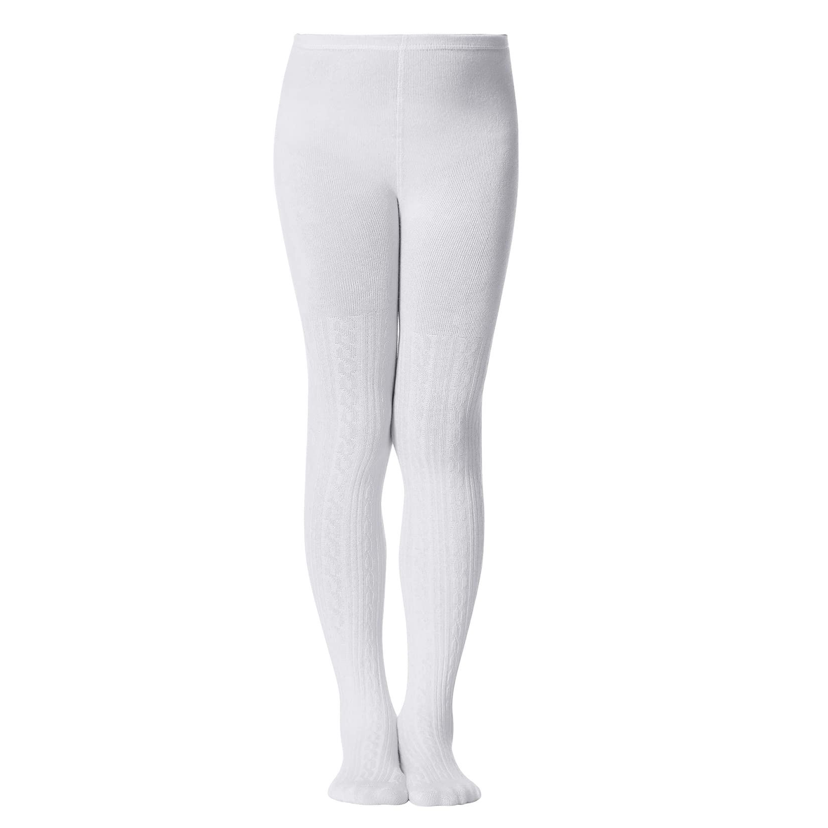 Century Star Girls Winter Warm Tights - Soft Cable Knit Cotton Leggings for Toddler & Kids - Ballet Dance Stockings & Everyday Wear