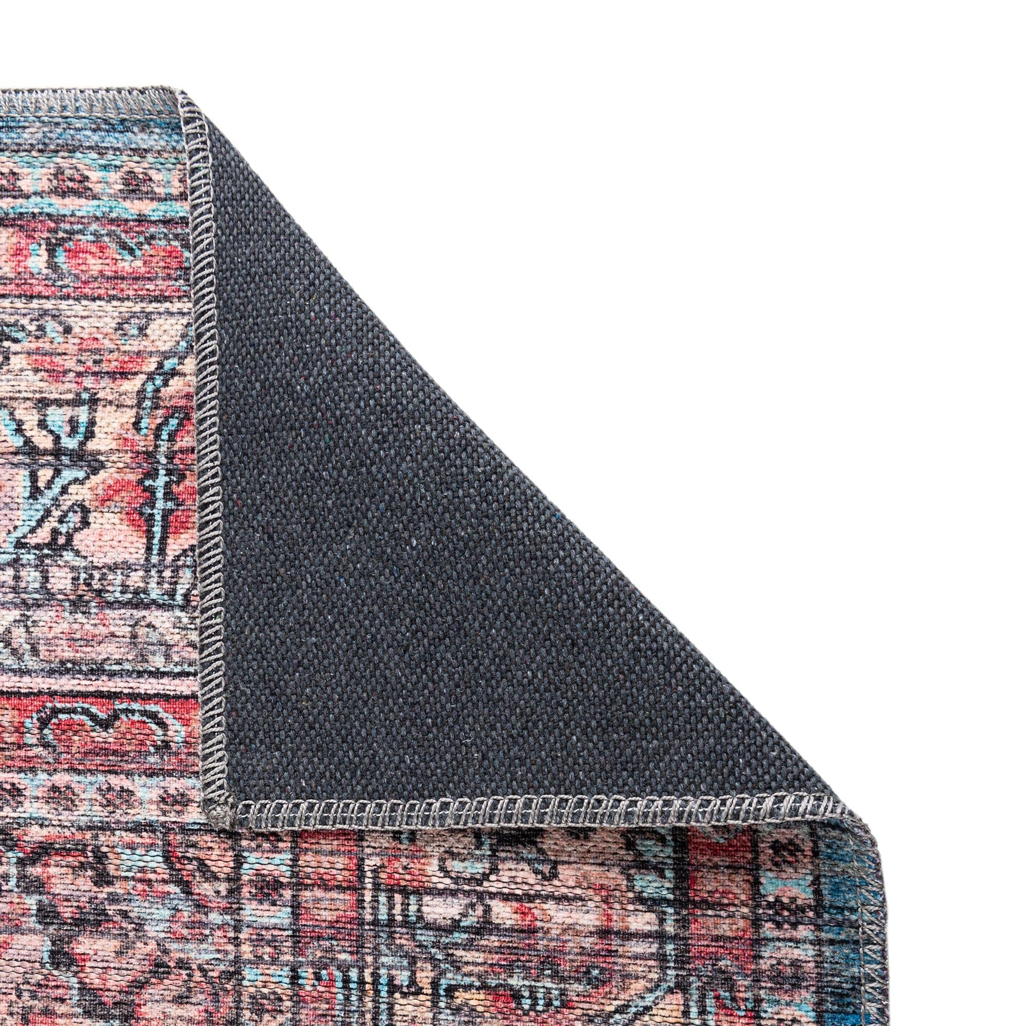 Maahru Collection Washable 13 Ft Runner Rug - Low-Pile Blue Hallway Carpet | Durable & Easy-Clean Entryway Rug for High Traffic Areas | Perfect for Living Rooms, Bedrooms & Office Spaces