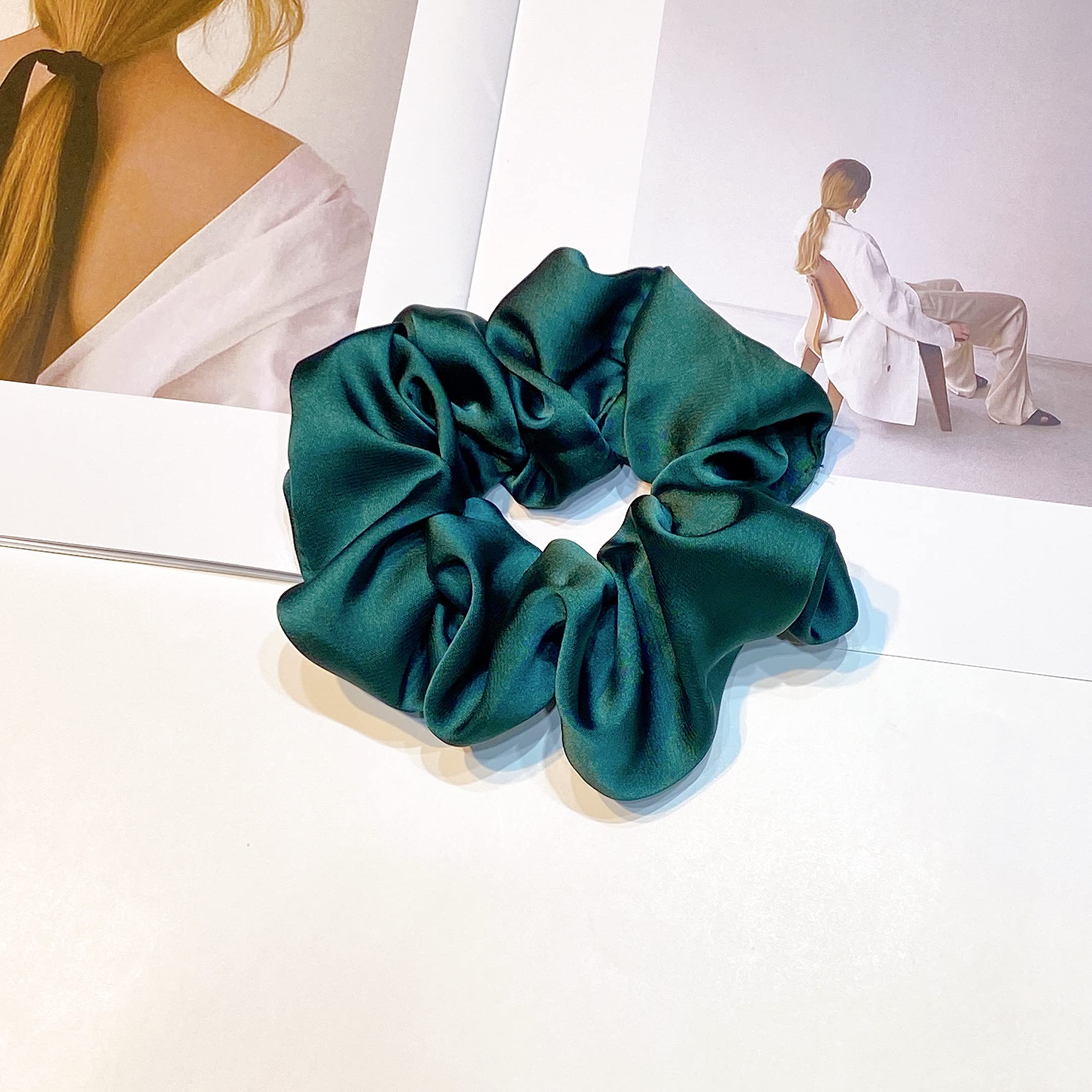 6-Piece Satin Silk Scrunchies for Women - Soft No-Slip Hair Ties, Ponytail Holders for Thick Hair (Wedding, Bridal, Everyday Use) - Gentle on Hair, No Breakage - Perfect for Workouts, Office & Special Occasions